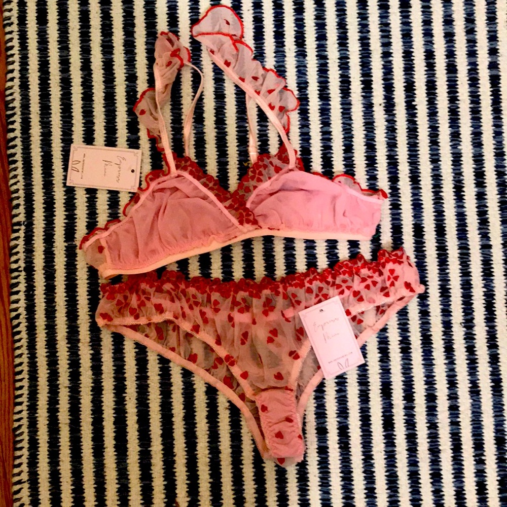 NWT Empress Mimi hearts pink set size small